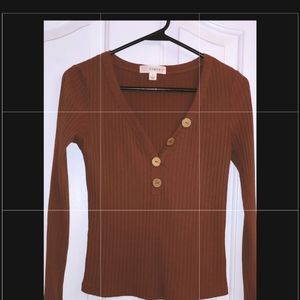 Women’s T.I.M.I.N.G Sleeve Blouse Size- Large, Brown